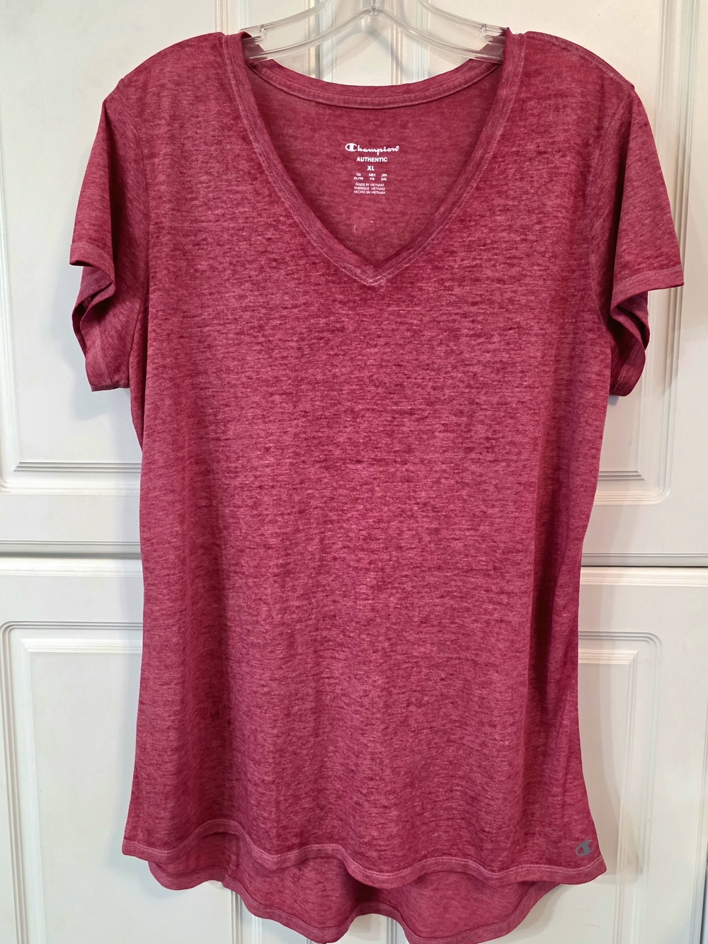 Champion Women's V-Neck Heathered Pink T-Shirt Size X-Large Like New